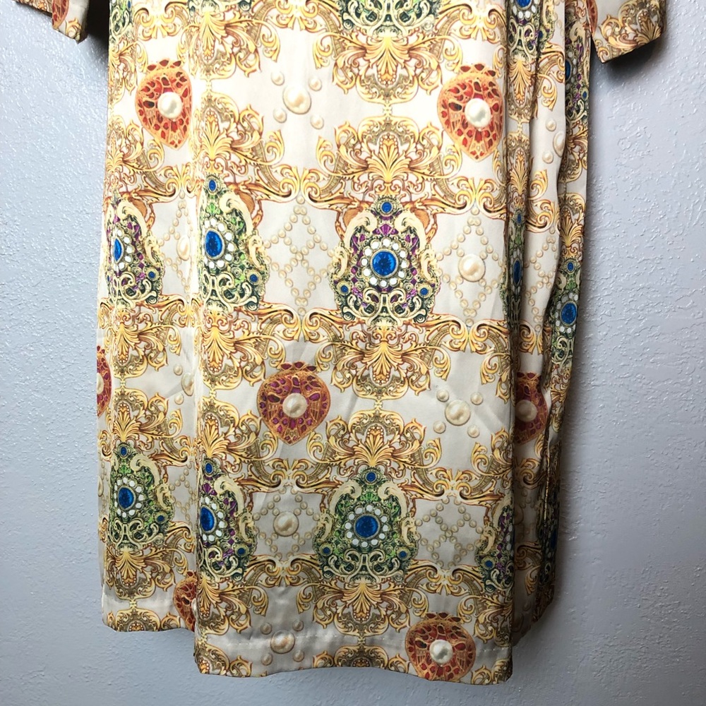 TRAFFIC PEOPLE gold bejeweled jewel print Dress M - Picture 3 of 14